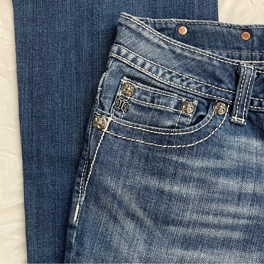 Miss Me Women's Straight Leg Bootcut Blue Jeans - Picture 5 of 10